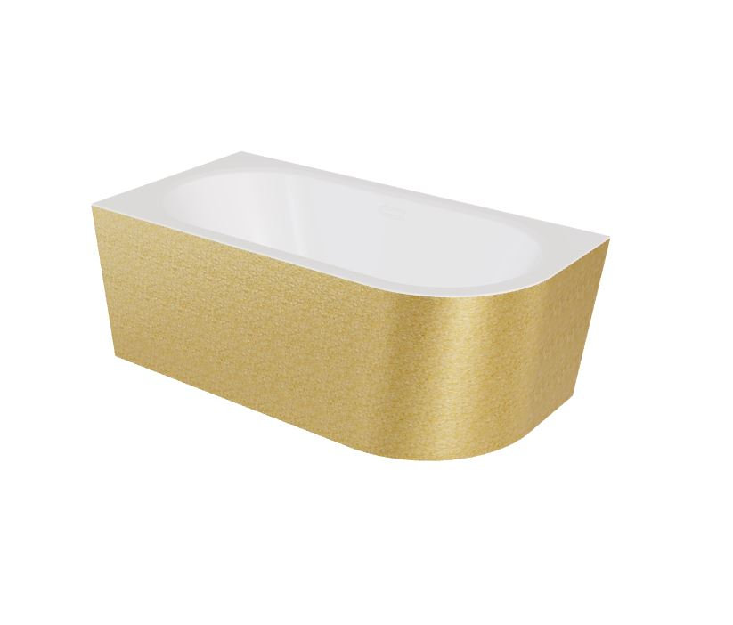 Wanna narożna lewa Besco Avita A-line 150x75 cm złoty syfon klik-klak biały z przelewem slim WAA-150ALZB