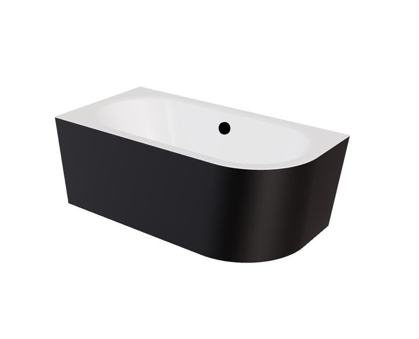 Wanna narożna lewa Besco Avita A-line 150x75 cm czarny mat syfon czarny z napełnieniem przez przelew WAA-15AMLCN
