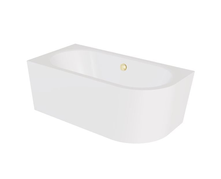 Wanna narożna lewa Besco Avita A-line 160x75 cm biały połysk syfon z napełnieniem złoty WAA-160ALZN