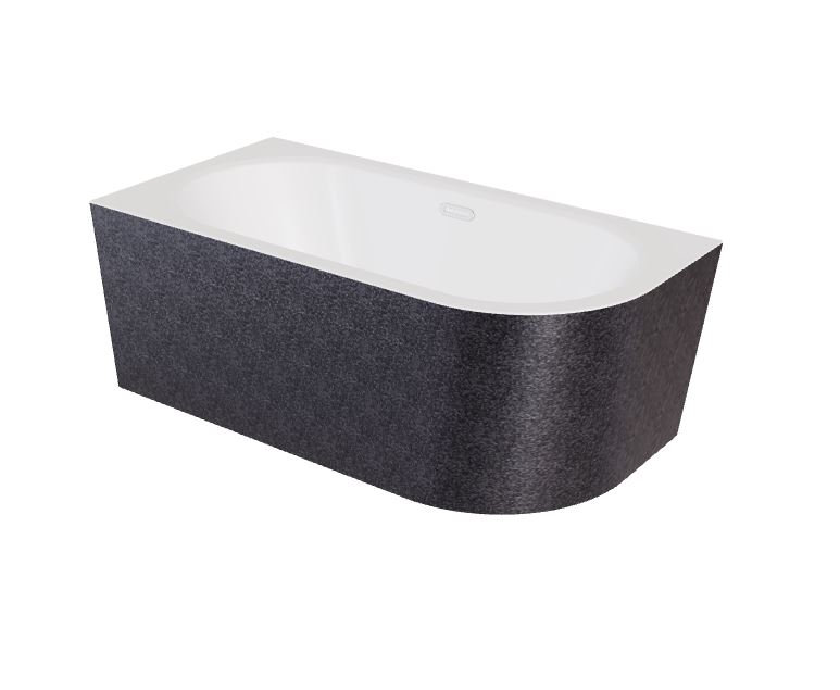 Wanna narożna lewa Besco Avita A-line 150x75 cm grafitowy syfon klik-klak chrom z przelewem slim WAA-150ALGR