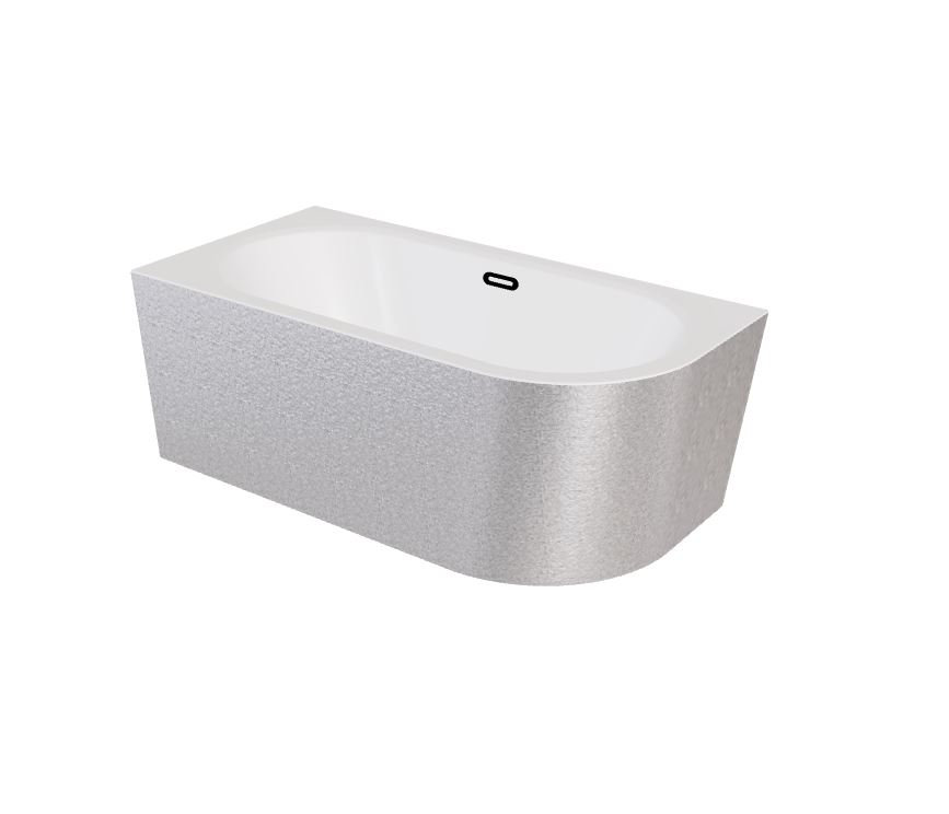 Wanna narożna lewa Besco Avita A-line 150x75 cm srebrny syfon klik-klak czarny z przelewem slim WAA-150ALSC