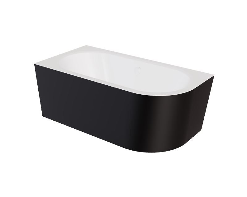 Wanna narożna lewa Besco Avita A-line 150x75 cm czarny mat syfon biały z napełnieniem przez przelew WAA-15AMLBN