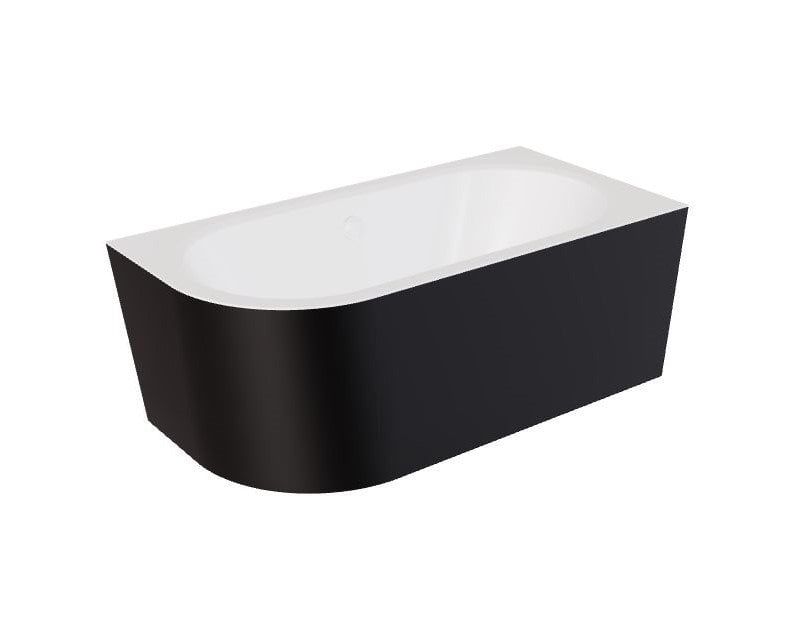 Wanna narożna prawa Besco Avita A-line 160x75 cm czarny mat syfon biały z napełnieniem przez przelew WAA-16AMPBN
