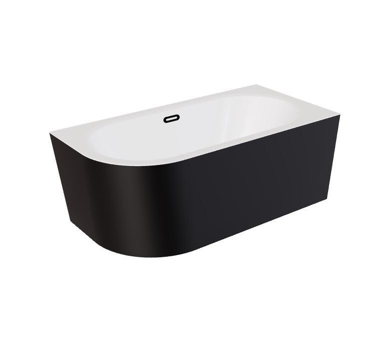 Wanna narożna prawa Besco Avita A-line 150x75 cm czarny mat syfon klik-klak czarny z przelewem slim WAA-15AMPCS