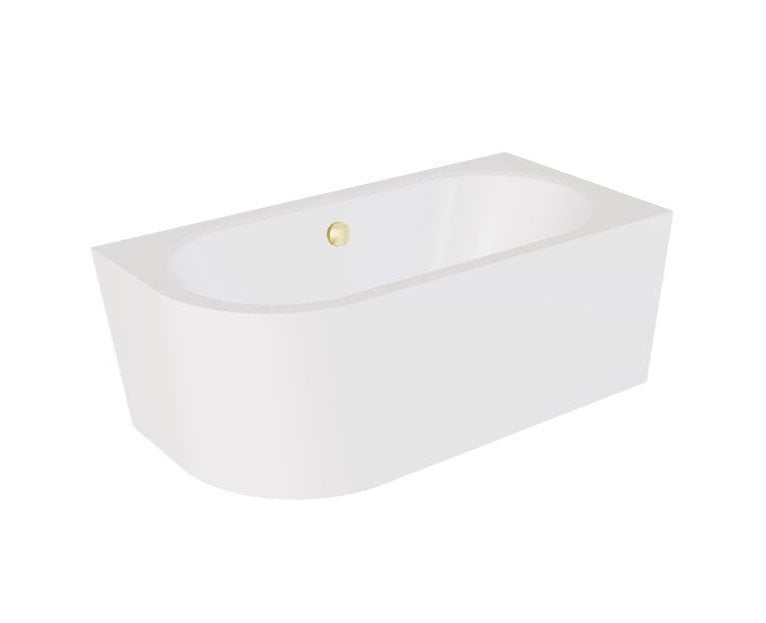 Wanna narożna prawa Besco Avita A-line 150x75 cm biały połysk syfon z napełnieniem złoty WAA-150APZN