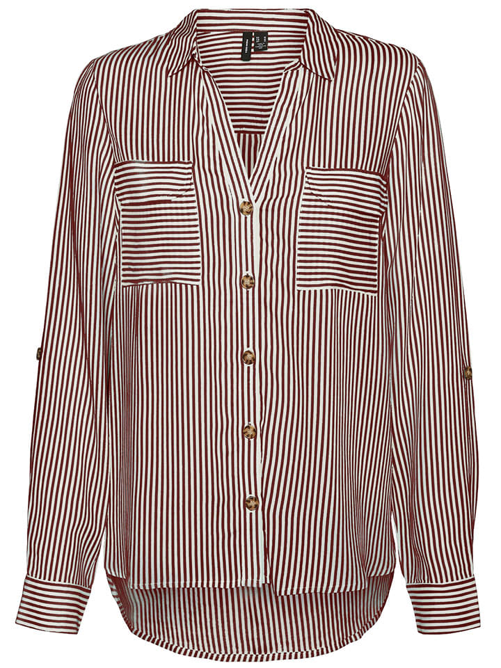 Vero Moda Bluzka w kolorze brązowo-białym