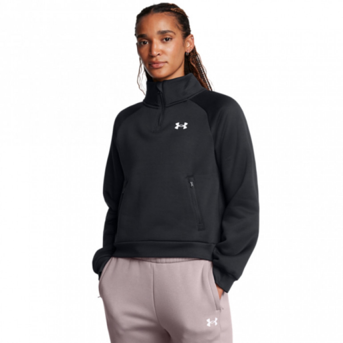 Damska bluza treningowa Under Armour UA  Armour Fleece Pro  Zip - czarna - UNDER ARMOUR