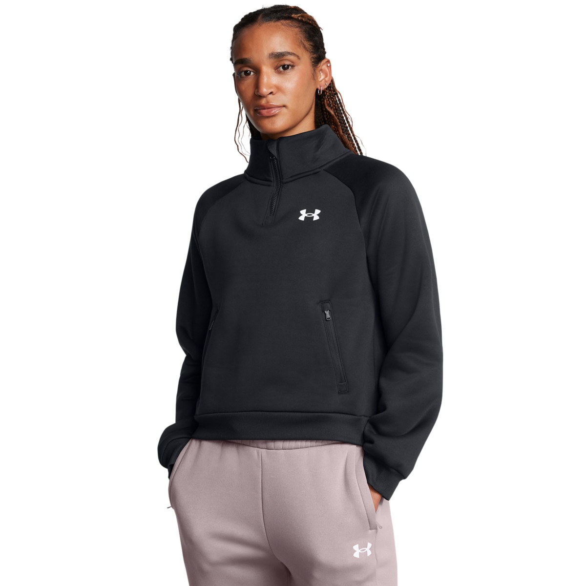 Damska bluza treningowa Under Armour UA  Armour Fleece Pro  Zip - czarna - UNDER ARMOUR