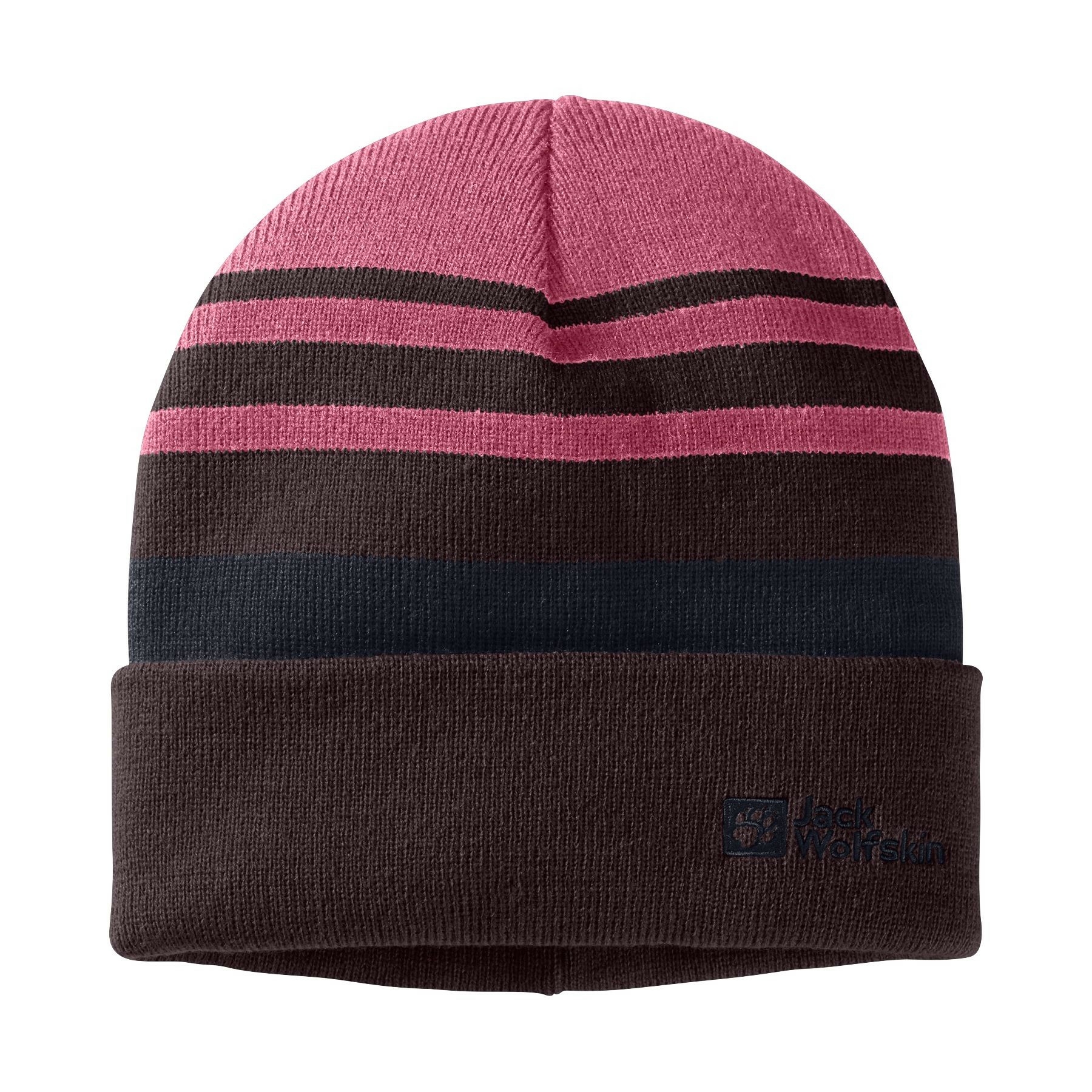 Dziecięca czapka Jack Wolfskin STRIPY KNIT BEANIE K pink lemonade - S