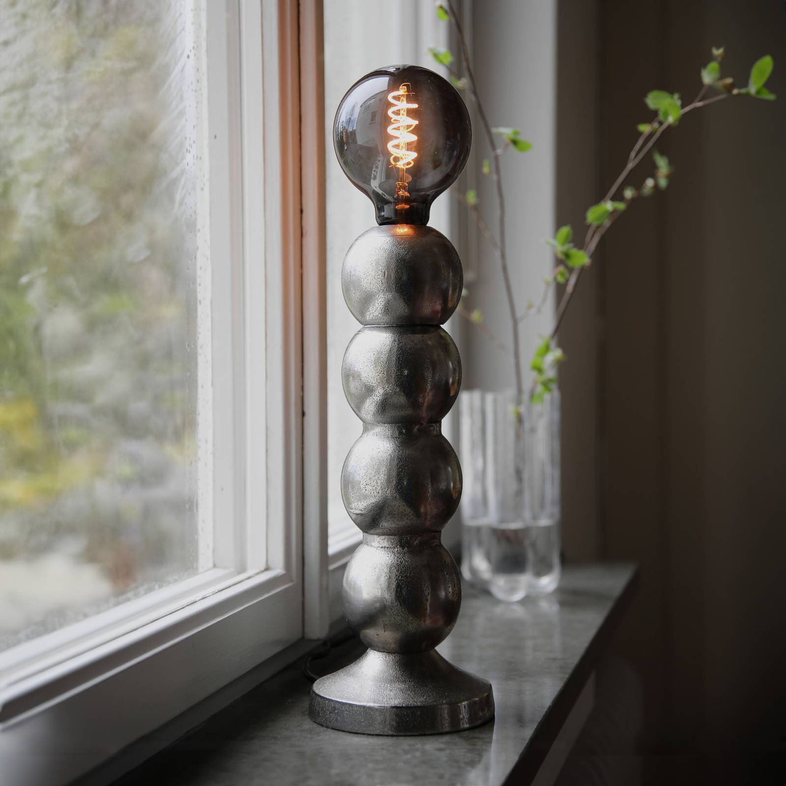 Markslöjd Lampa stołowa Gong, kolor srebrny, metal, wysokość 33 cm
