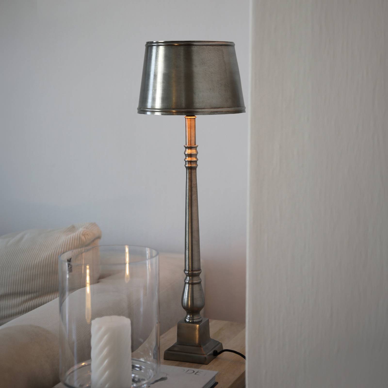 Markslöjd Lampa stołowa Metallo, kolor antyczne srebro, metal, wysokość 66 cm