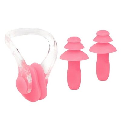 ZESTAW PŁYWACKI SILIKONOWE ZATYCZKI DO USZU I NA NOS NILS AQUA NQAW30 RÓŻOWY