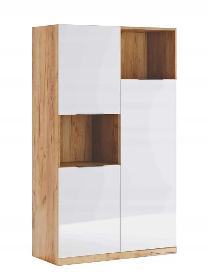 Nowoczesny regał półotwarty dąb craft + biały połysk F9-H24