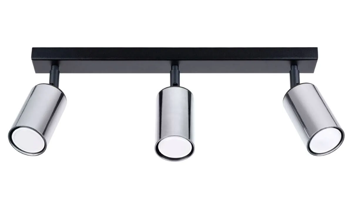 Lampa sufitowa reflektorowa na listwie czarny + chrom - A571 K9-W93