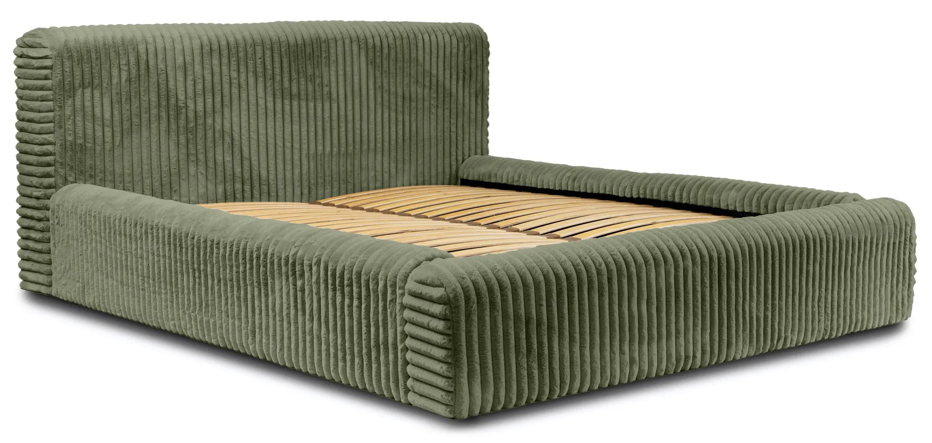 Zielone łóżko tapicerowane dwuosobowe z zagłówkiem T3-T97