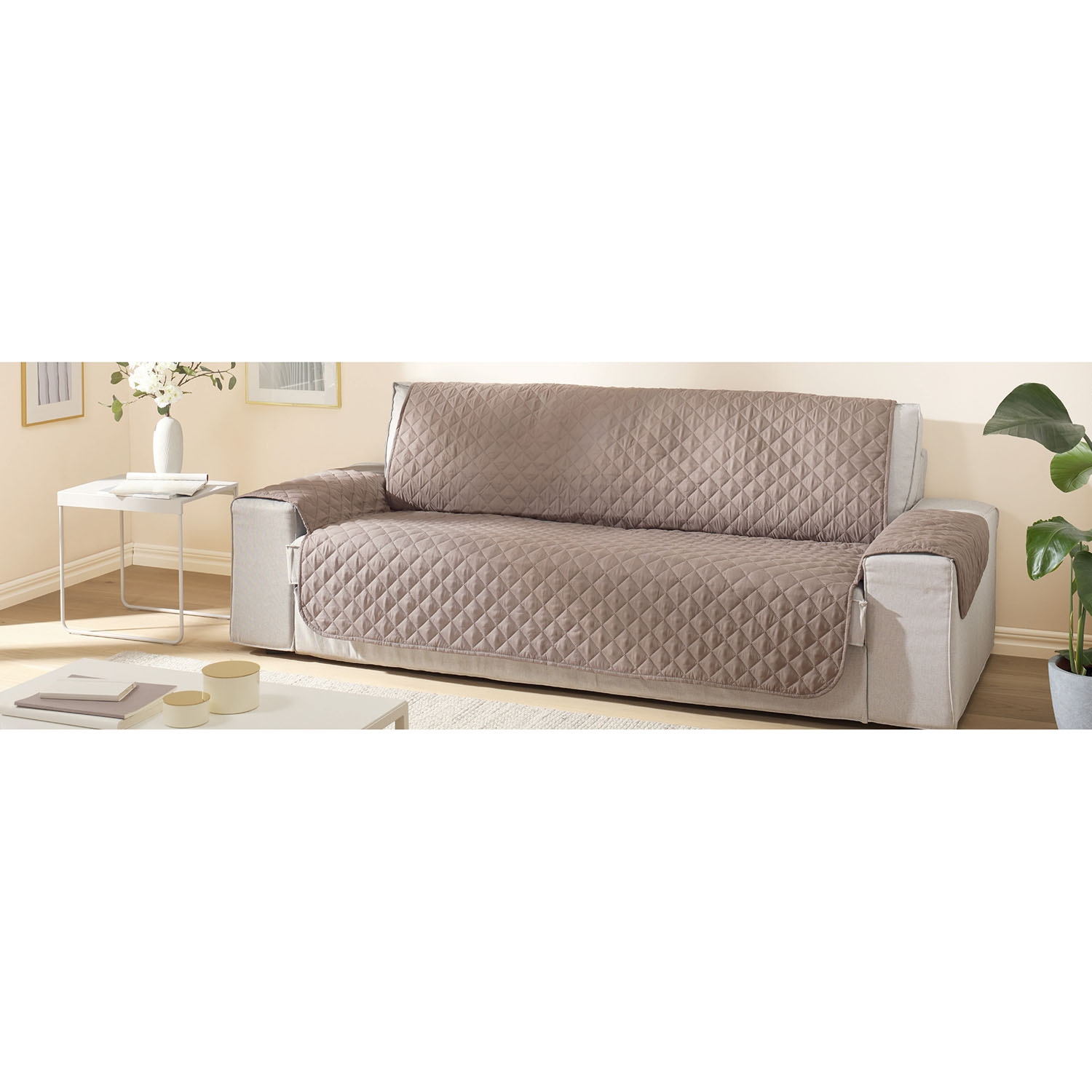 Ochraniacz na sofę 3-osobową Smukee, 280x179, beżowy