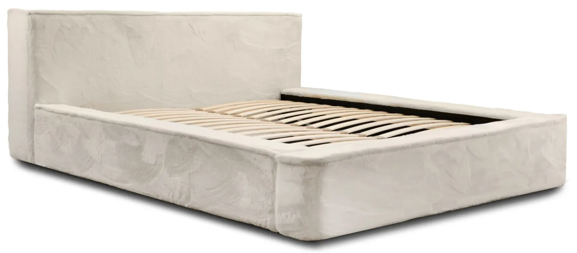 Śmietankowe łóżko pluszowe z pojemnikiem N6-M76