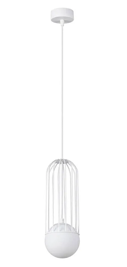 Biała lampa wisząca druciana ze szklanym kloszem - 2X A606 R6-E60