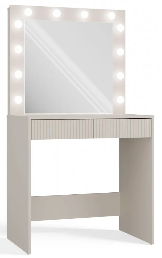 Kaszmirowa toaletka LED z ryflowanymi szufladami - Wenus 7X