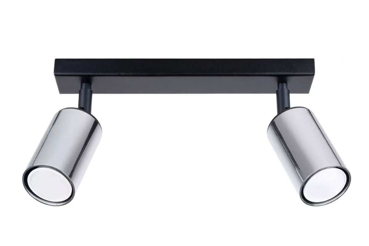 Podwójna lampa sufitowa reflektorowa czarny + chrom - A570 W7-C03