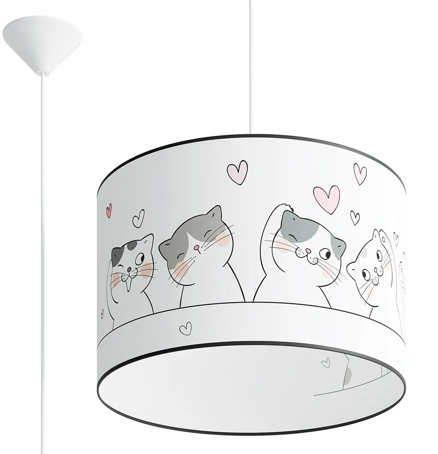 Lampa wisząca dla dzieci z abażurem w koty - A585 Vima