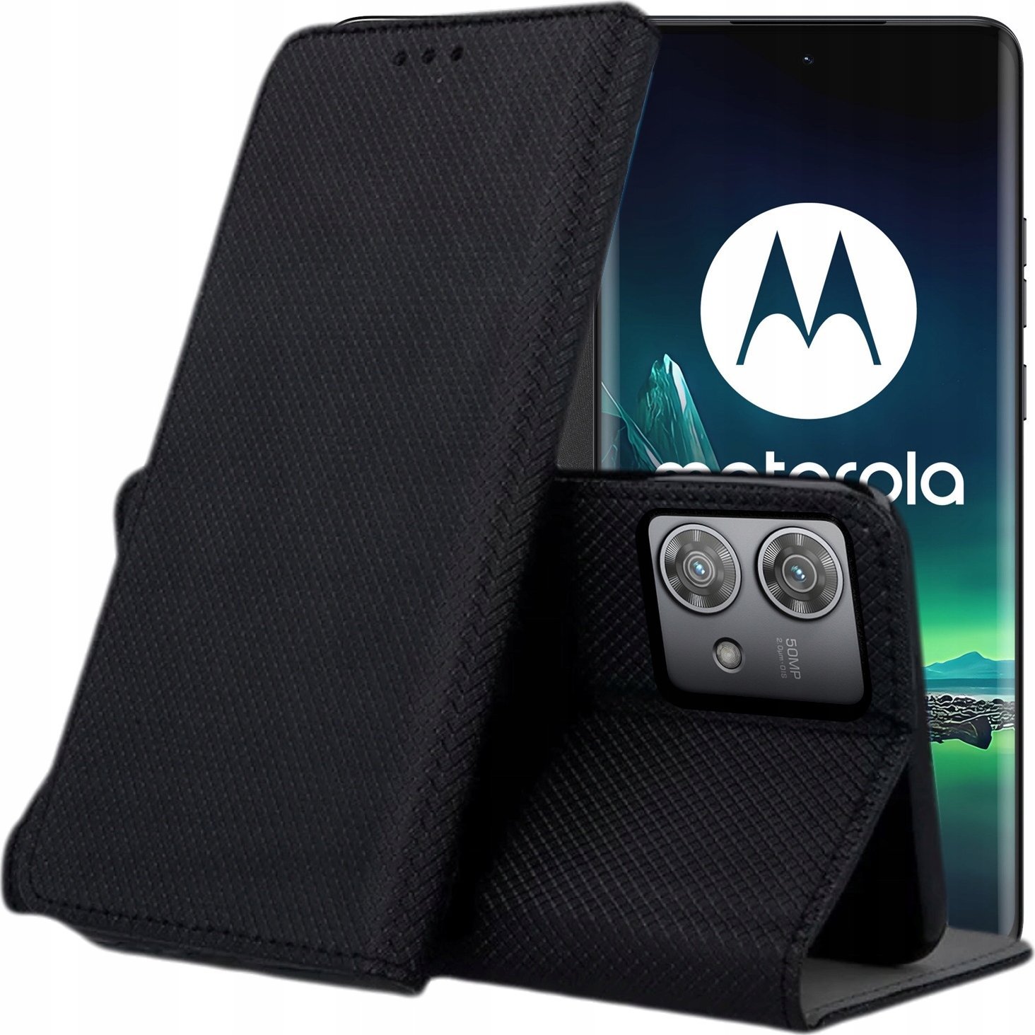 Hello Case ETUI Z KLAPKĄ DO MOTOROLA MOTO EDGE 40 NEO CZARNE ZAMYKANE MAGNETYCZNE FLIP