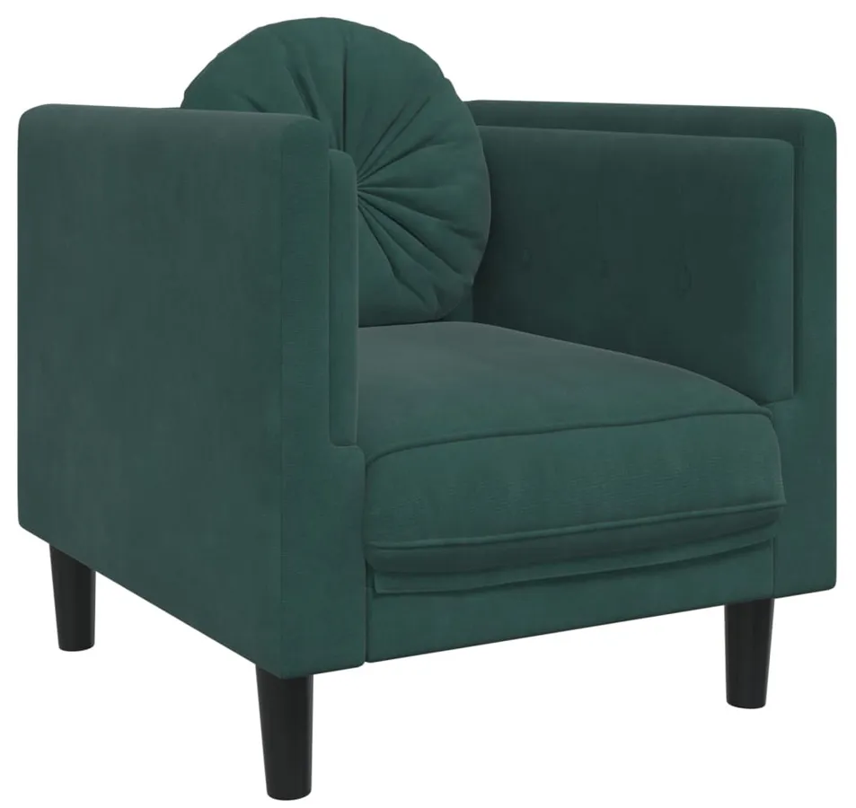 Ciemnozielony fotel z poduszką na nóżkach M4-P10