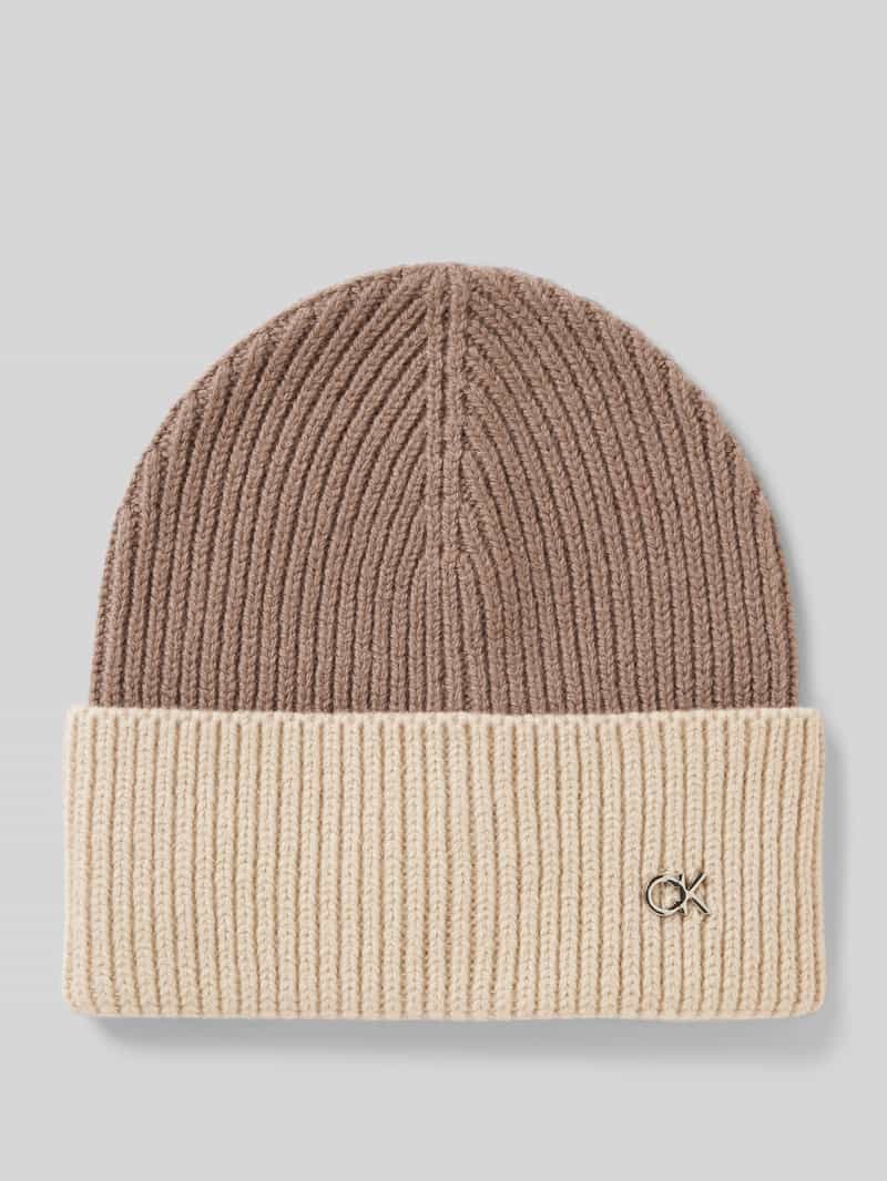 Czapka beanie dwukolorowa z mieszanki wełny i kaszmiru