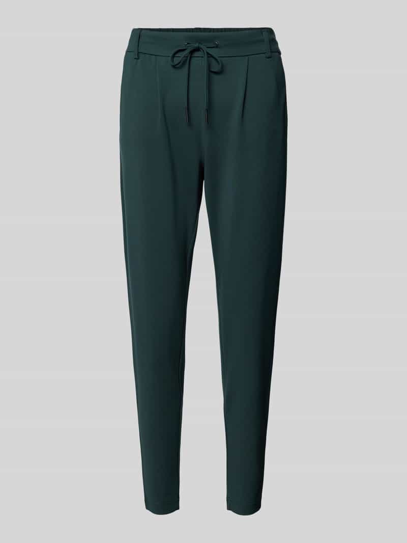 Spodnie o kroju slim fit z zakładkami w pasie i tunelem model ‘POPTRASH LIFE EASY’