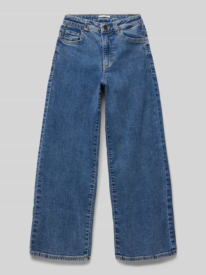 Jeansy z szeroką nogawką, wysokim stanem i regulowaną talią