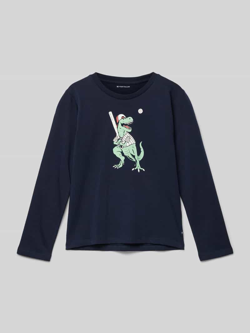 Bluzka o kroju regular fit z długim rękawem i nadrukiem z motywem