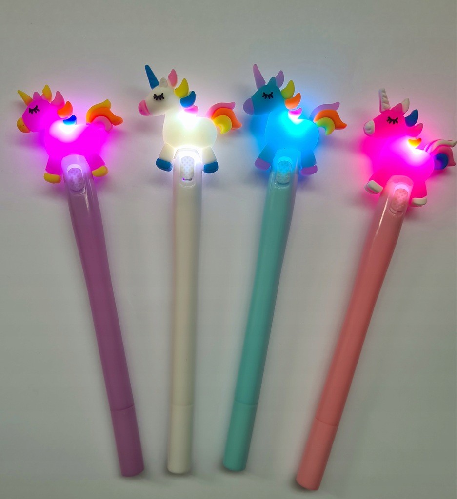 DŁUGOPIS CIENKOPIS JEDNOROŻEC UNICORN ŚWIECI 4SZT