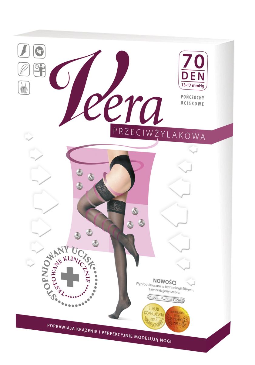 Veera Pończochy przeciwżylakowe 70 DEN, Kolor Orzech, Rozmiar 3
