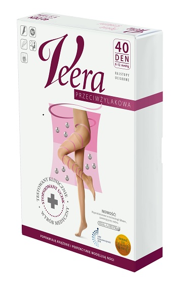 Veera Rajstopy przeciwżylakowe 40 DEN, Kolor Solei, Rozmiar 1 Solei