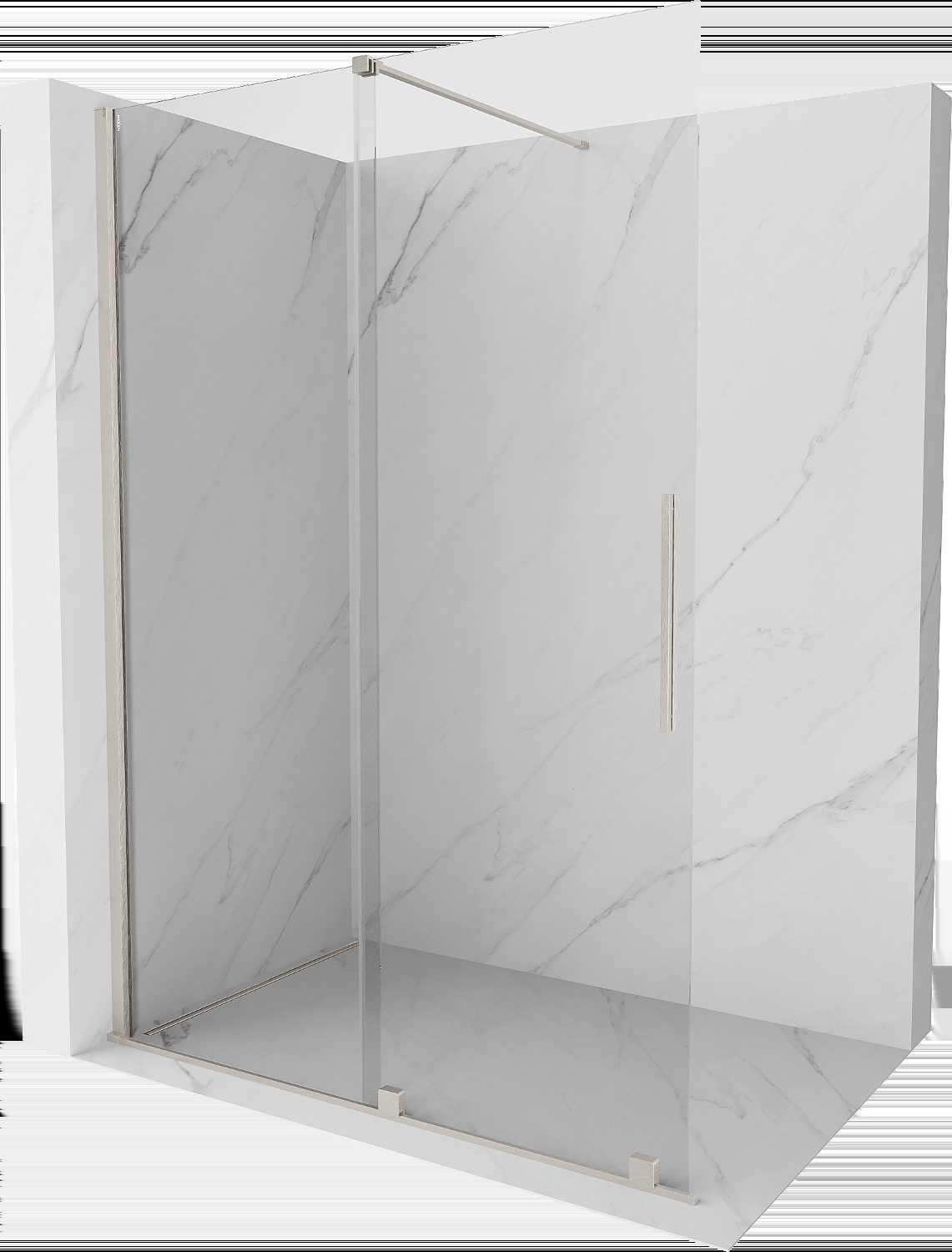 Mexen Velar ścianka prysznicowa rozsuwana Walk-in 140 x 200 cm, transparent 8 mm, nikiel szczotkowany - 871-140-000-03-97
