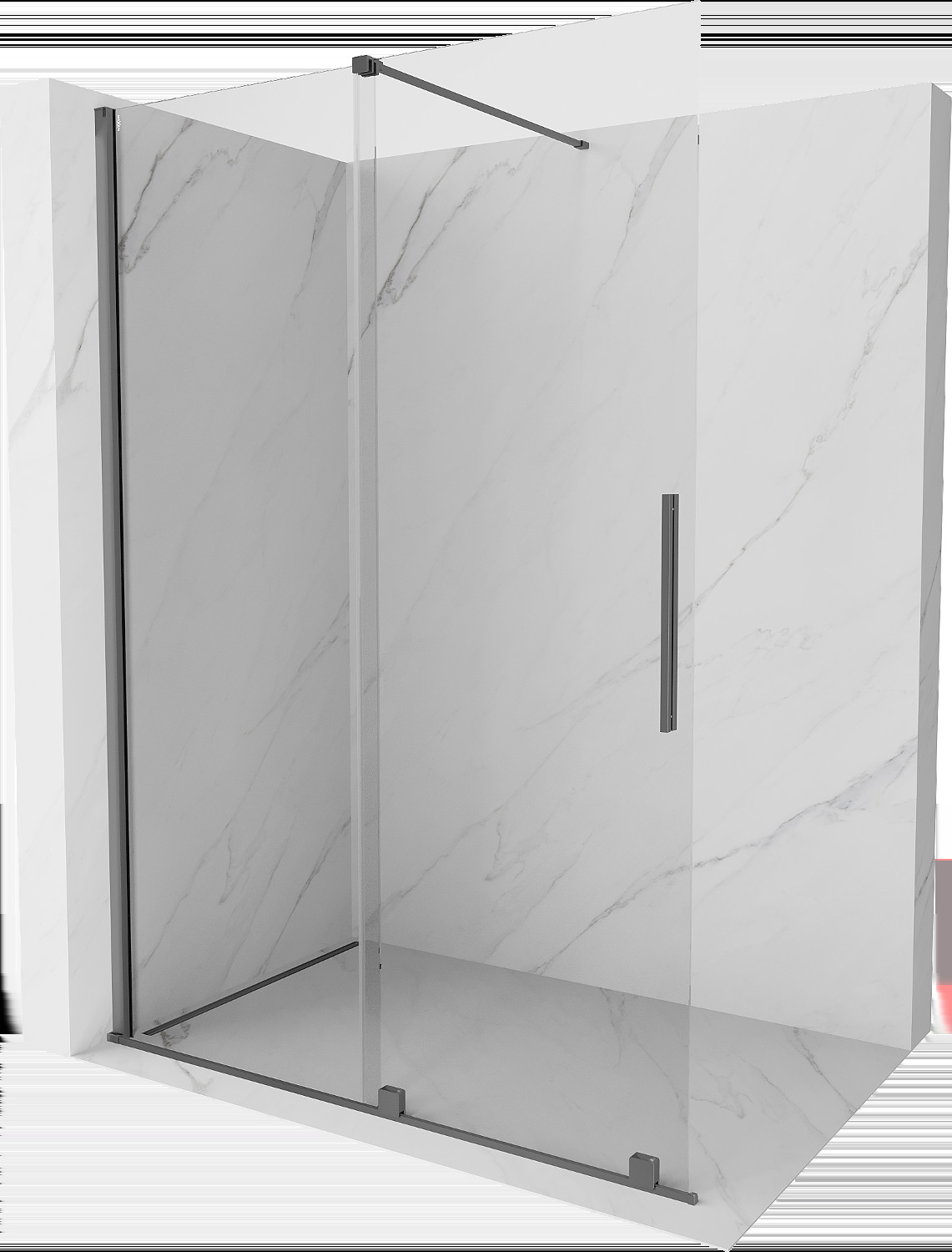 Mexen Velar ścianka prysznicowa rozsuwana Walk-in 130 x 200 cm, transparent 8 mm, gun metal - 871-130-000-03-95