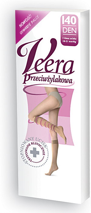 Veera Silver Podkolanówki otwarte palce 140 DEN rozmiar 1/ 2 solei,