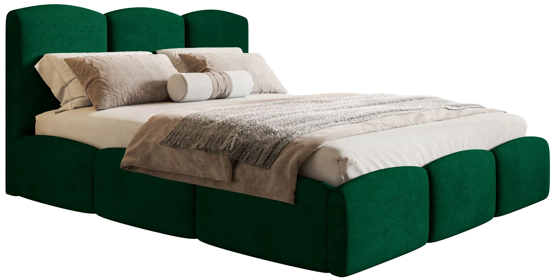 Podwójne łóżko welurowe z eleganckim zagłówkiem 180x200 F4-H09