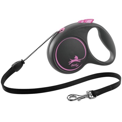FLEXI Smycz automatyczna Black Design M linka 5m różowa