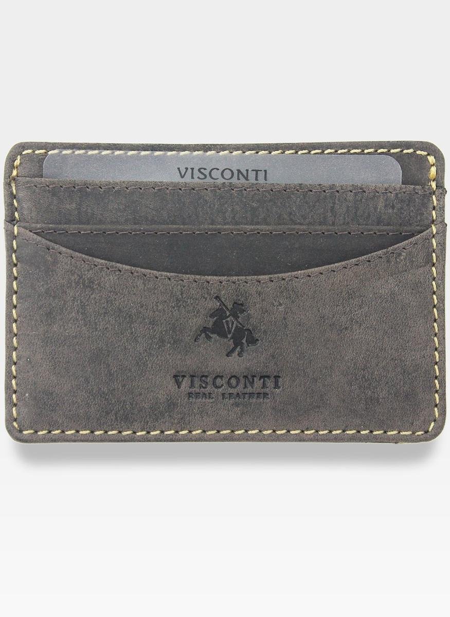 Etui Cardholder Męskie Skórzane Visconti Na Karty Slim Ciemny Brąz - ciemny brąz