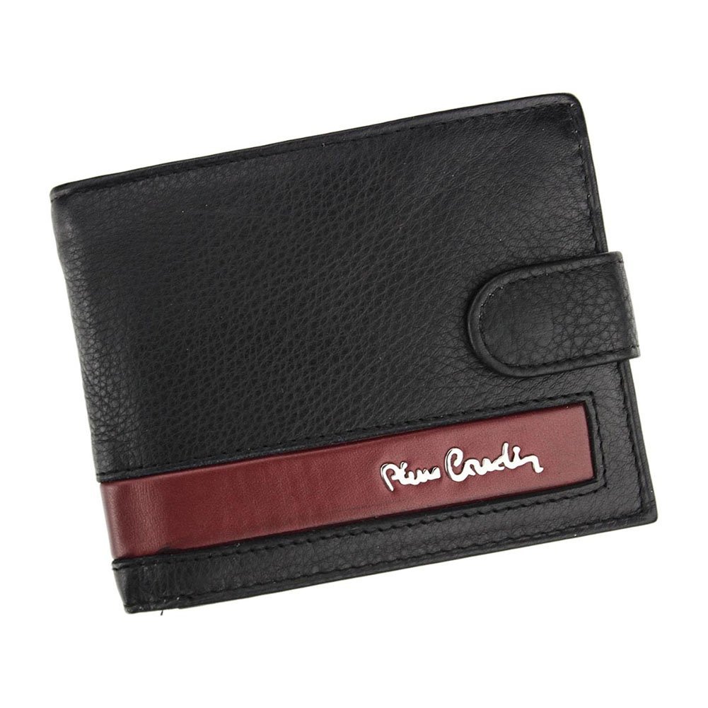Pierre Cardin, Portfel skórzany męski, CB, Tilak26 323A, czarny/czerwony, ochrona RFID