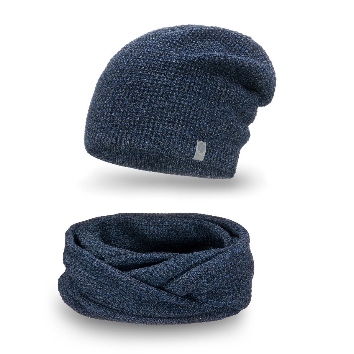 PaMaMi, Komplet męski - czapka i komin, granatowa mulina