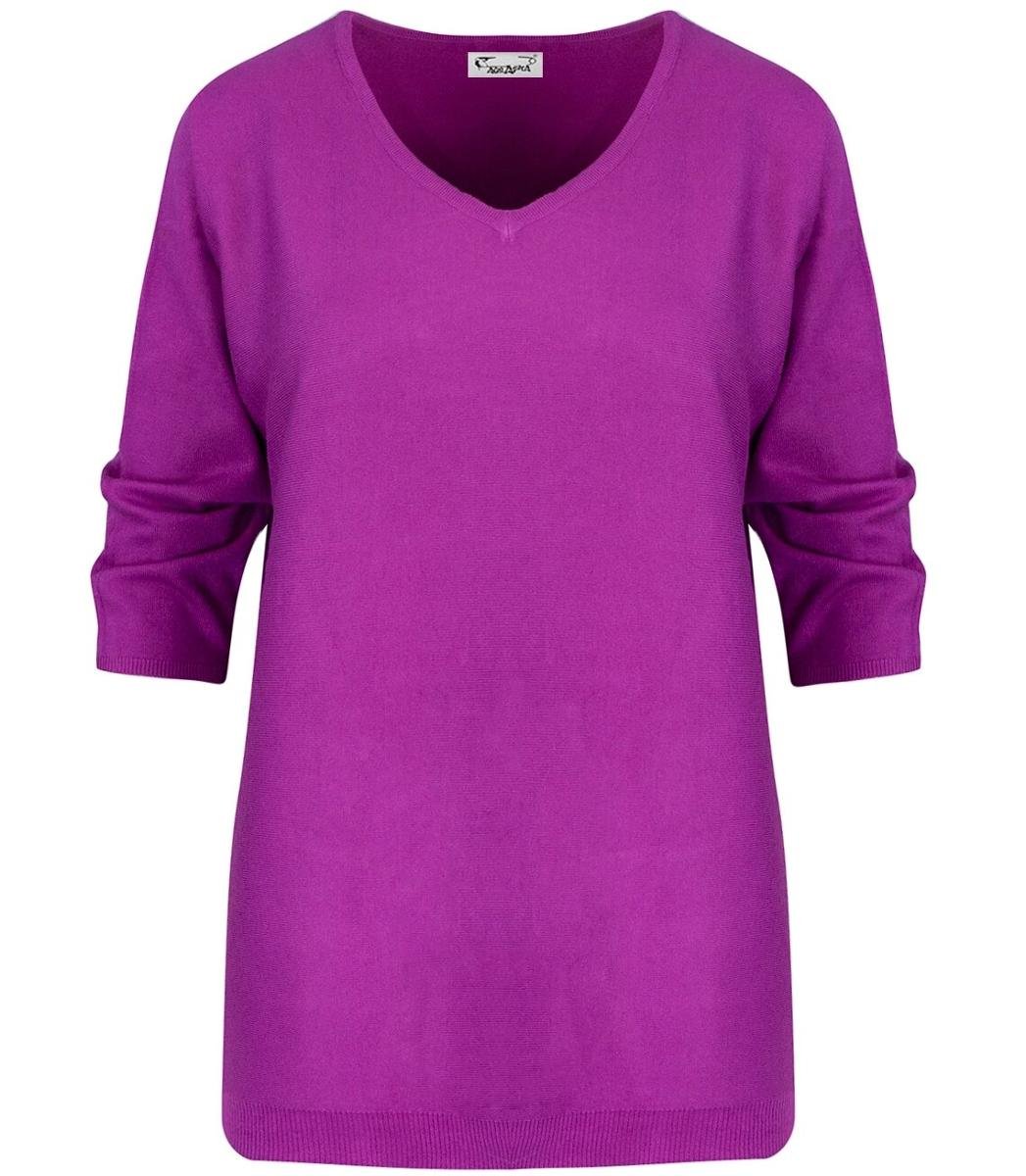 Klasyczny ciepły damski sweter serek ROSALIA-L/XL