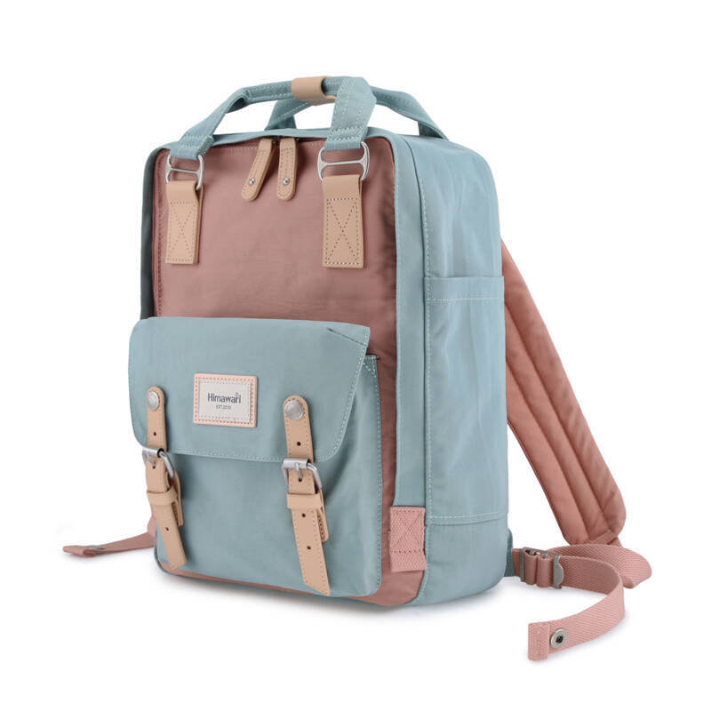 Miejski pojemny plecak damski podróżny na laptopa A4 z wodoodpornej tkaniny Himawari, ciemny różowy błękitny