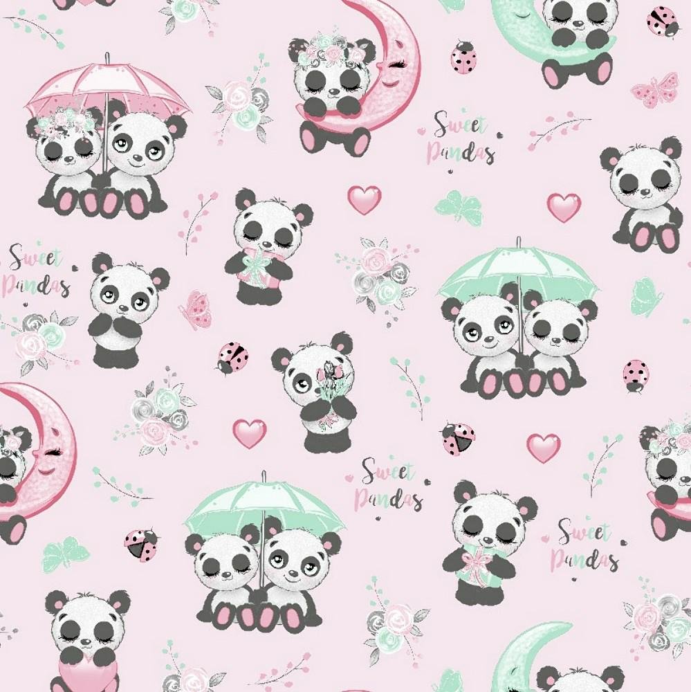 Poszewka 50x60 pandy różówa kolorowa Kids