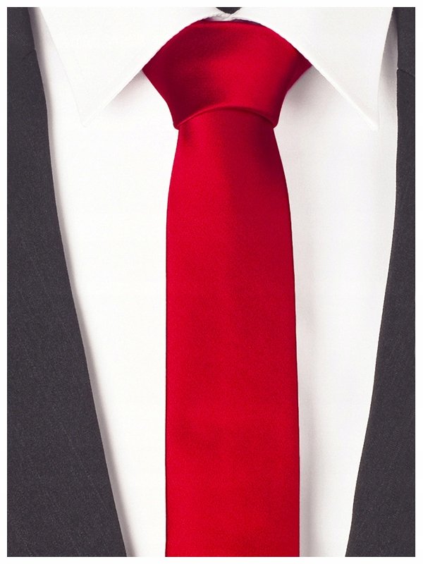 GŁADKI Jednokolorowy Krawat 7cm Męski CZERWIEŃ R17