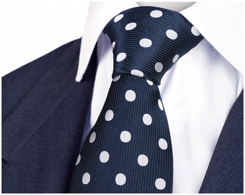 JEDWAB 100% Krawat Męski Jedwabny GRANATOWY kj411