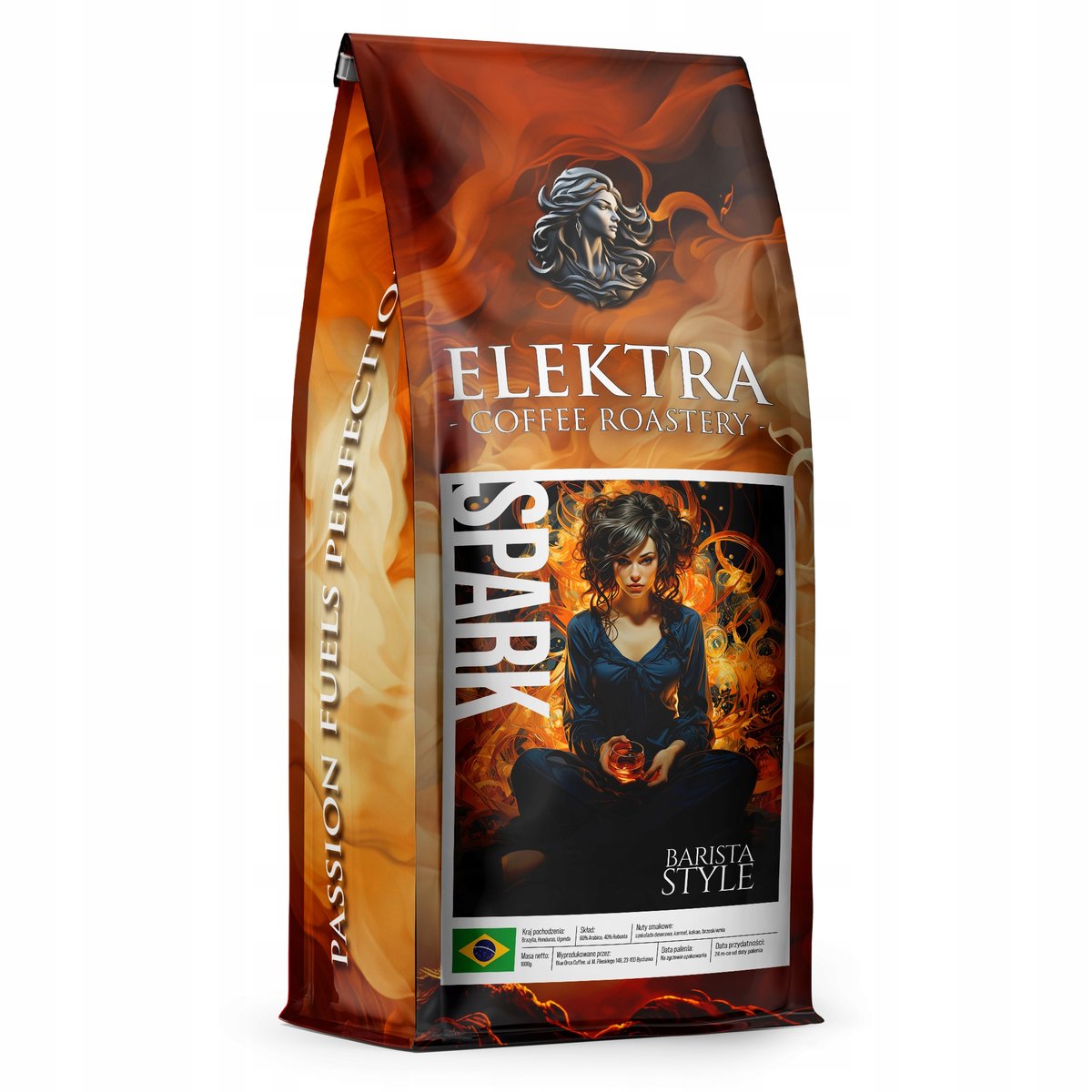 KAWA ZIARNISTA - SPARK - BARISTA ŚWIEŻO PALONA 1KG - PALARNIA KAWY ELEKTRA
