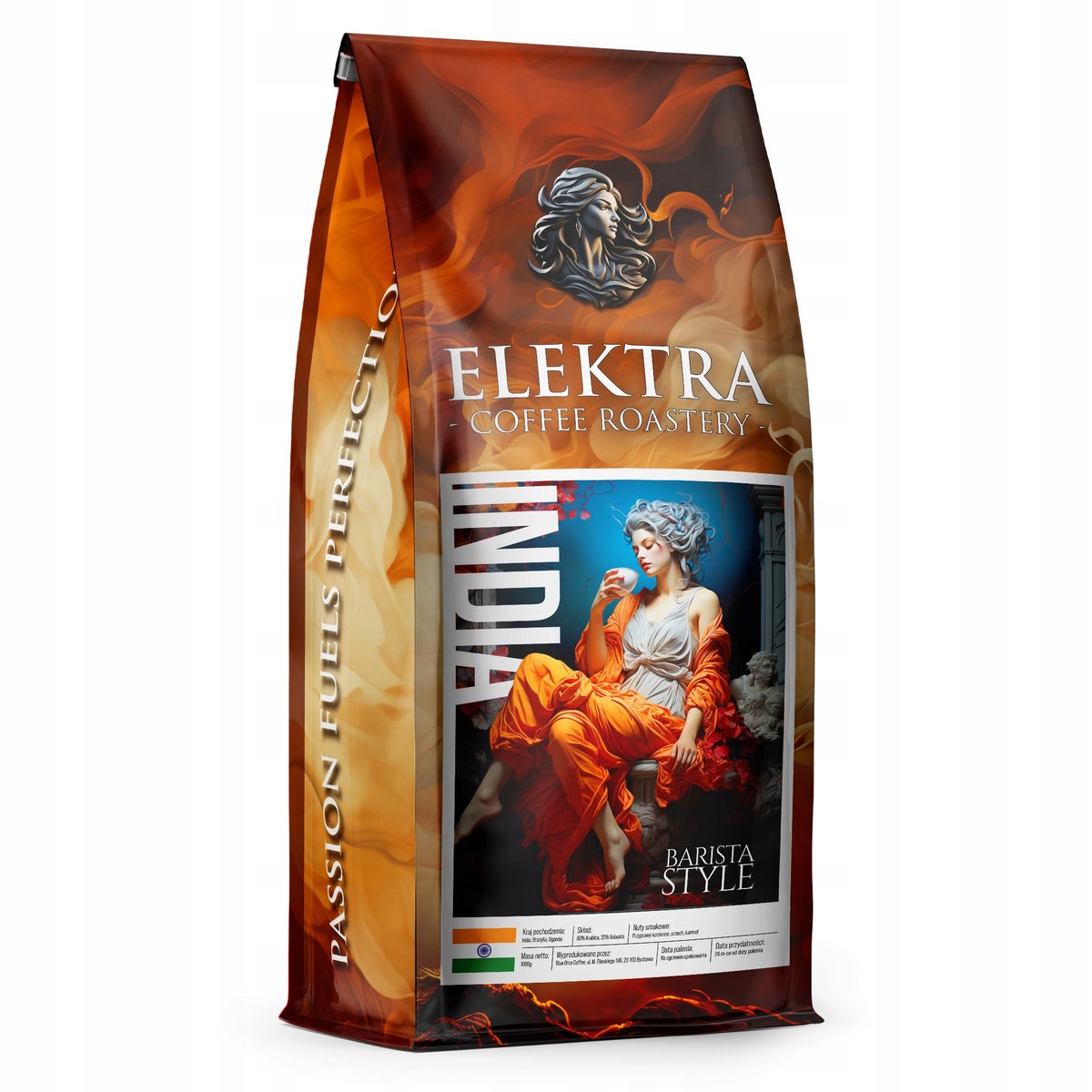 KAWA ZIARNISTA - INDIA - BARISTA ŚWIEŻO PALONA 1KG - PALARNIA KAWY ELEKTRA