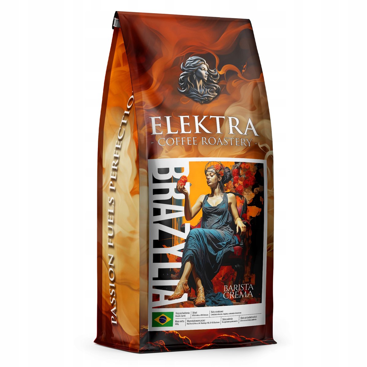 KAWA ZIARNISTA BRAZYLIA- CREMA - ŚWIEŻO PALONA 1KG - PALARNIA KAWY ELEKTRA